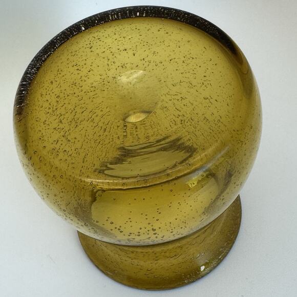 Amber Hand Blown Bubble‎ Glass Candle Holder Vase 4.25” In MCM Decor - Picture 4 of 5